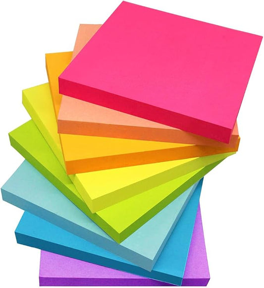Sticky Notes 3x3 Inches,Bright Colors Self-Stick Pads, Easy to Stick for Home, Office, Notebook, 82 Sheets/pad