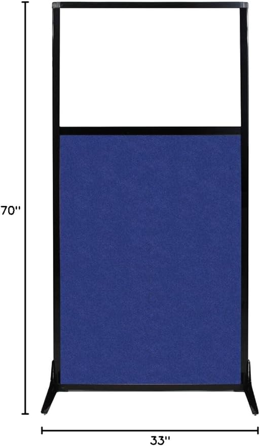 Versare Office Workstation Screen | Portable Wall Divider | Modern Cubicle | Freestanding Privacy Screen | Flexible Work Space | 1 Panel | 33" Wide x 70" Tall Blue SoundSorb Panels with Window