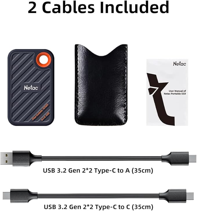 Netac 1TB Extreme Portable SSD External Solid State Drives Up to 2000MB/s Read 1700MB/s Write Speed, USB 3.2 Gen.2 Business Travel Essential, ZX20