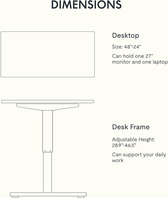 FLEXISPOT EN1 One Piece Standing Desk, 48 x 24 Inches Height Adjustable Desk Electric Stand up Desk Home Office Table for Computer Laptop (White Frame + Maple Desktop)