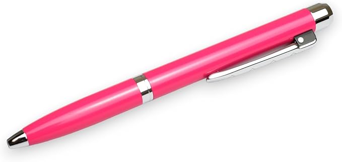 Model 28 Shortstock, Small Medium Tip Ballpoint Pen, Metal with Lacquer, Black Ink, 6 colors (Hot Pink)