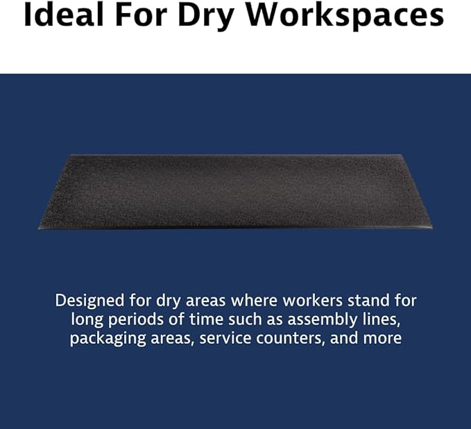 Notrax 411 Sof-Tred™ 3' x 12' x 9/16" Anti Fatigue Mat, Enhanced Slip Resistance with Beveled Edges and Pebbled Surface, Ideal for Industrial and Commercial Workplaces, Black, 411S4312BL