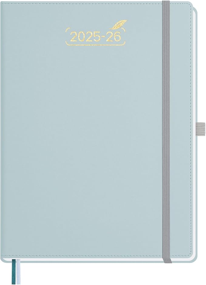 BEZEND Weekly Planner 2025-2026 with 2 Columns, 8.5" x 11" Academic Calendar 18 Months (Jul 25-Dec 26) Life Work Appointment Book with Monthly Tab, PU Leather Hardcover - Dutch Blue