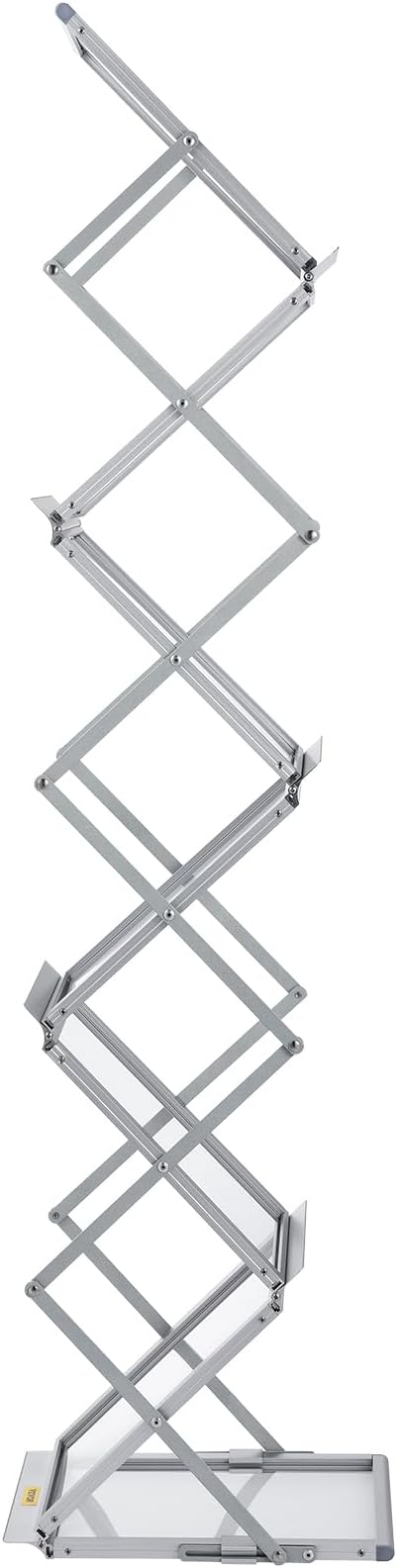 VEVOR Literature Rack, 6 Pockets, Pop up Aluminum Magazine Rack, Lightweight Catalog Holder Stand w/Carrying Bag for Living Room, Hotel, Trade Show, Exhibition, Office