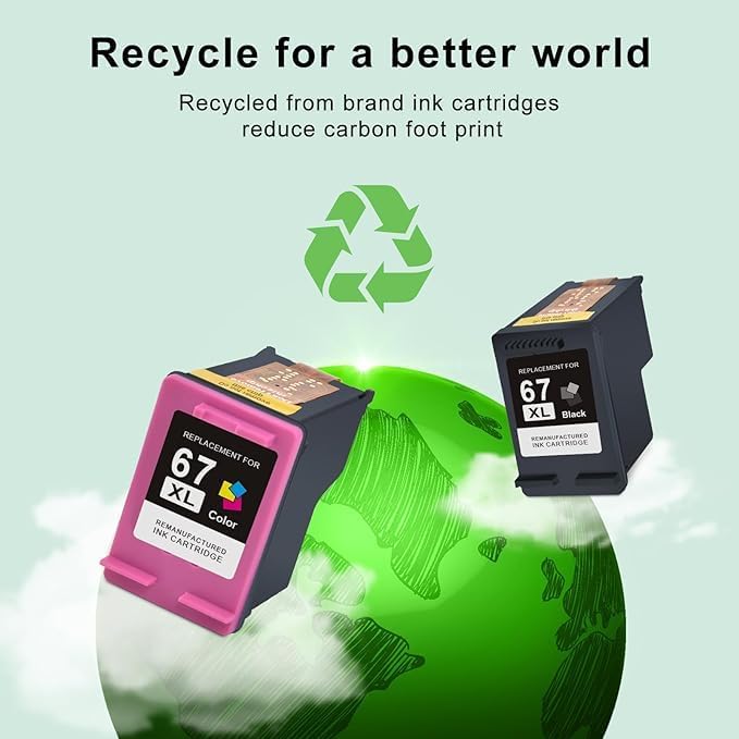 SAILNER 67XL HP Printer Ink, Replacement for HP Ink 67 for HP 67 Ink cartridges Black/Color Combo Pack, Compatible with DeskJet 2755e 2855e 2700e 4155e 2734e 2827e 4100e Envy 6055 6455e Printer 67XL