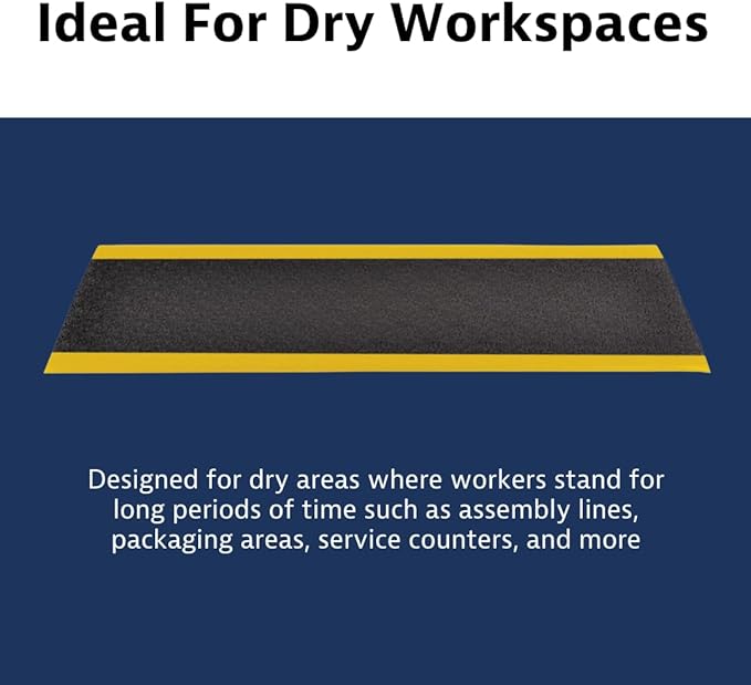 Notrax 411 Sof-Tred™ 3' x 5' x 3/8" Anti Fatigue Mat, Enhanced Slip Resistance with Beveled Edges and Pebbled Surface, Ideal for Industrial and Commercial Workplaces, Black/Yellow, 411S0335BY