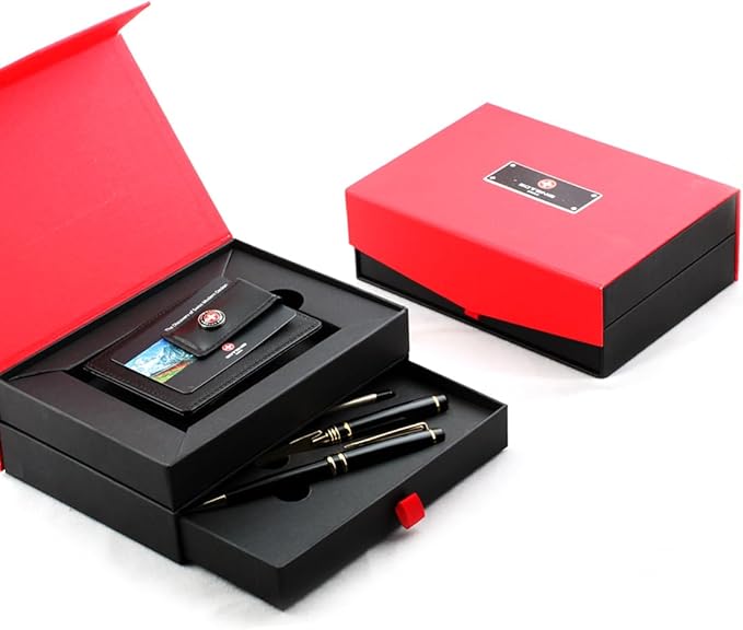 Free engraving - 24K Gold, Mens Leather Money Clips, Roller Ballpen, Ballpoint pen, Ball pen, Groomsmen Gift,Three Lines Each 20 Characters, Free Customization (Silver_Gift_Set)