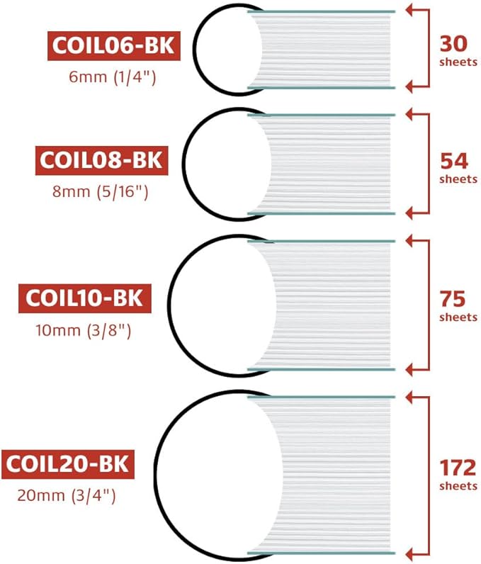 TruBind 10mm (3/8 in.) Spiral Binding Coils for Reports, Presentations and Proposals | 4:1 Pitch | 12 in. Length | Black | 75 Sheets Binding Capacity | 100 Pack
