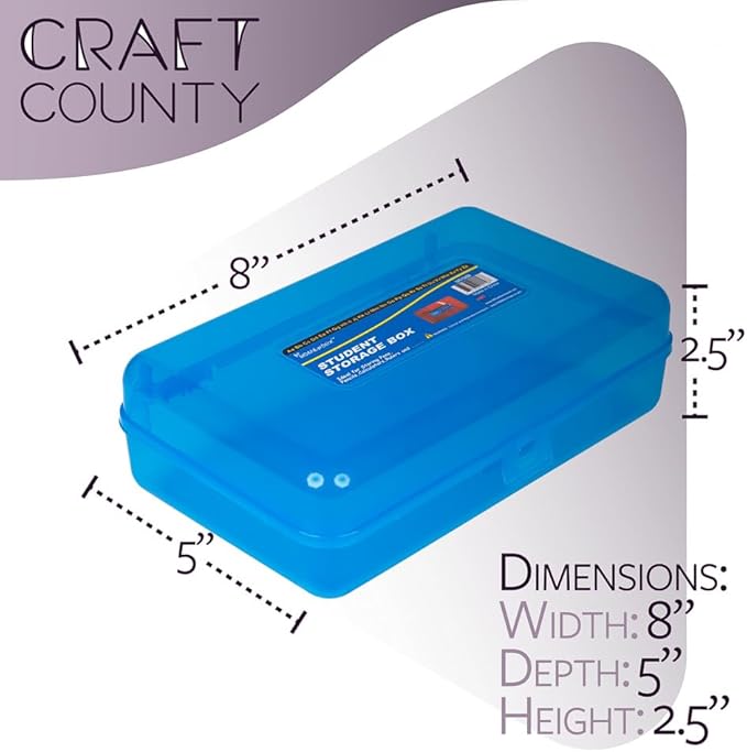 Craft County | Transparent Pencil Box | Colored Utility Box Storage Office Supplies Organizer | Yellow