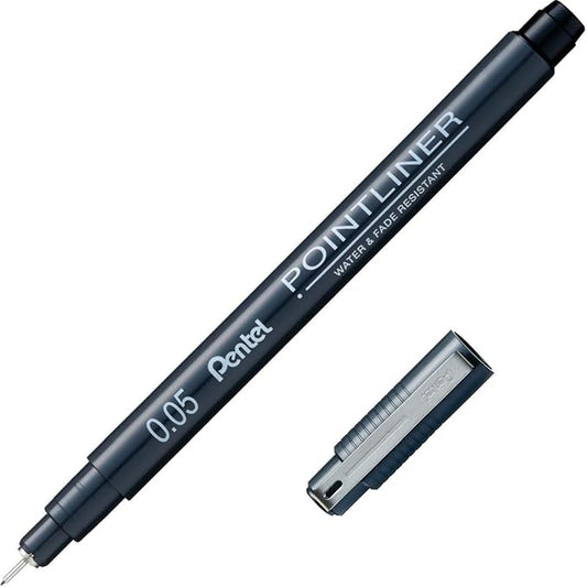 Pentel Arts Pointliner Pen, (0.05mm), Black Ink, Box of 12 Pens (S20P-05A)