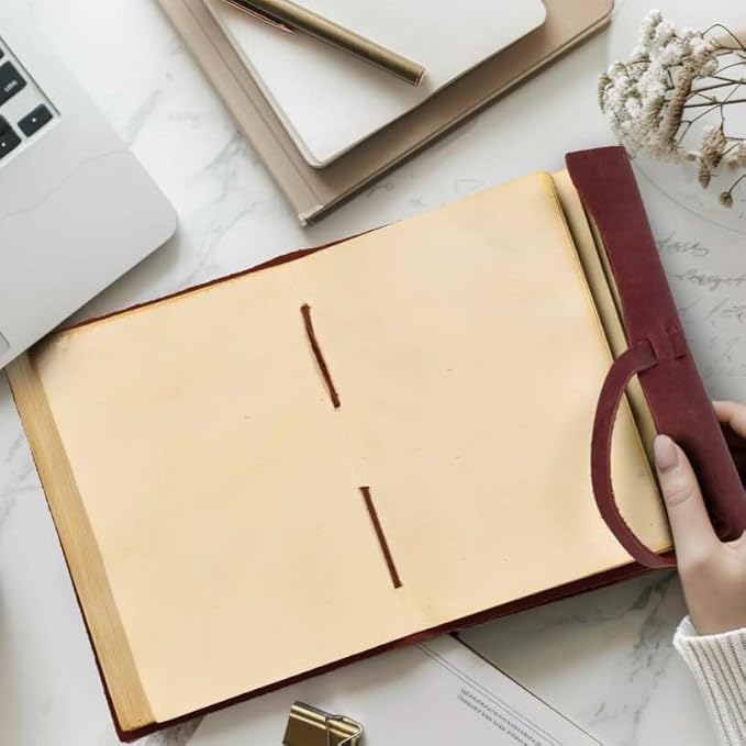 LEATHER VILLAGE Leather Bound Journal - Fuchsia, 11.5"X8.50", 220 Pages - Vintage Blank Paper Diary for Writing, Drawing, Sketchbook, and Travel Notebook - Ideal for Women and Men