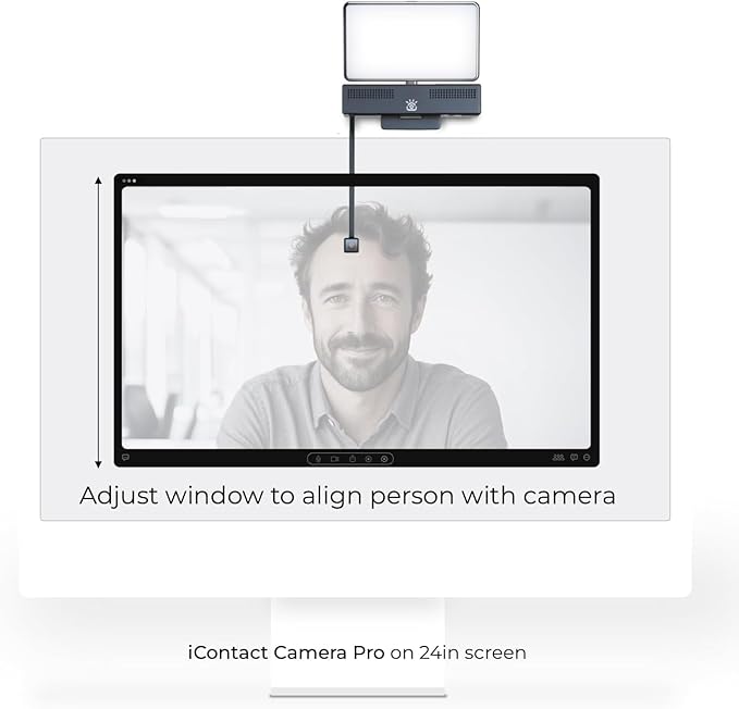 Pro 4K HD Webcam Camera Pro and Light Panel Bundle with Eye Contact, Noise Cancelling Mic