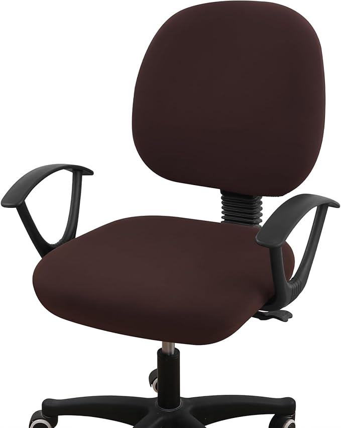 Smiry Stretch Printed Office Computer Chair Covers, Universal Washable Removable Desk Rotating Chair Slipcovers Protector, Seat + Backrest Cover - Chocolate