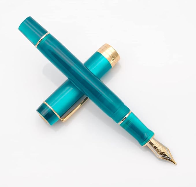 JINHAO 100 Fountain Pen with Ink Converter (Medium Nib 0.7mm, Peacock Blue)