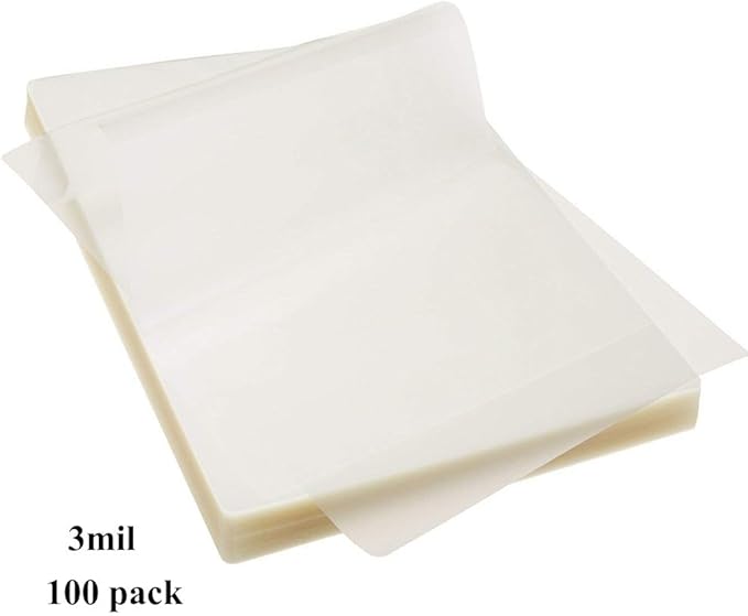 RBHK Thermal Laminating Pouches, 100 Pack Laminating Sheets, 3 Mil, 8.9 x 11.4 Inches, for Use with Thermal Laminators, Letter Size Sheets