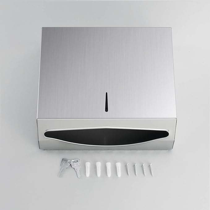 Paper Towel Dispenser Wall Mount - Multifold Trifold Paper Towel Dispensers, Large Capacity Stainless Steel Tissue Holder, Suitable for Bathrooms and Public Places