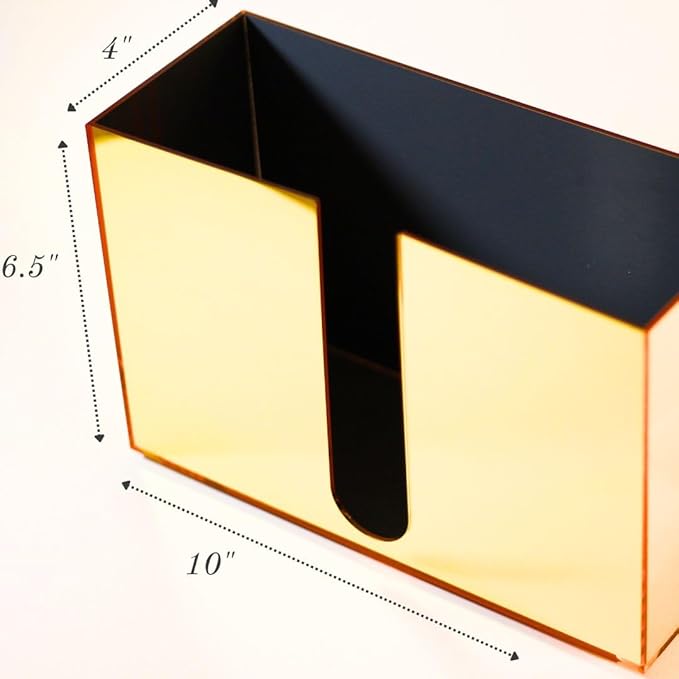 Paper Towel Dispenser Countertop, Gold Paper Towel Holder Countertop, Acrylic Folded Napkin Holder for Kitchen, Countertop Multifold C-Fold, Z-Fold, Trifold Paper Hand Towel Dispenser for Bathroom