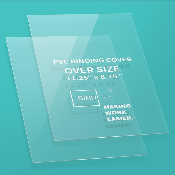 Binditek 200 Pack 8 Mil Clear PVC Binding Presentation Covers, Oversize, 8.75x11.25 Inches, Square Corner, Unpunched, Office School Supplies