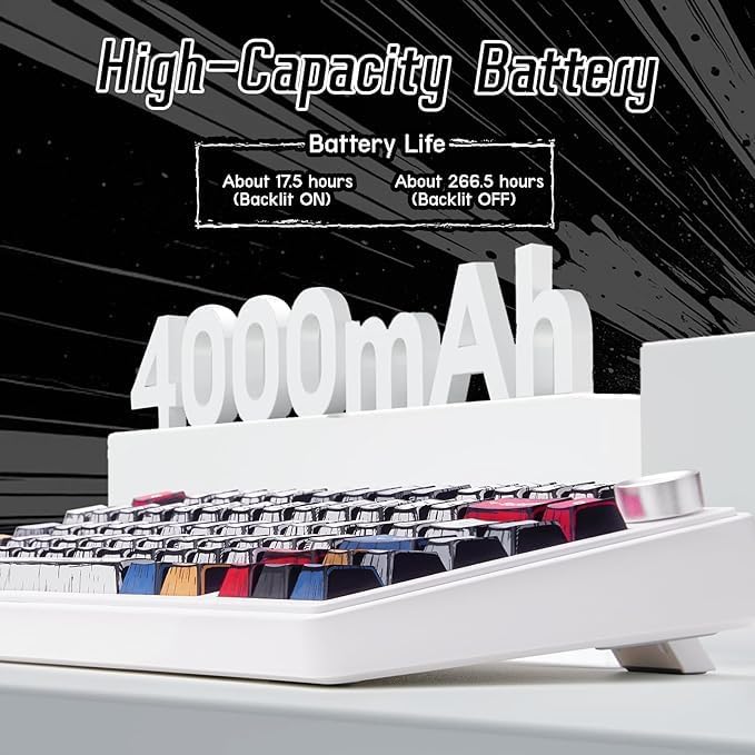 x Aula F75 Mechanical Keyboard, Wireless RGB Backlit Gaming Keyboard w/Knob, 81 Keys Compact Gasket Mount Pre-lubed Hot-Swap Reaper Switches, Bluetooth/2.4GHz/Type-C, Creamy Sounding Manga Keycaps