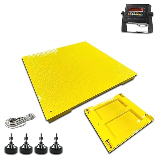 Liberty LS-800-4X5 NTEP Certified (Legal for Trade) Industrial Floor Scale | 48" x 60" | Capacity of 1,000 lbs x 0.2 lb+ Yellow