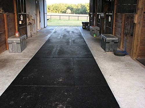 American Floor Mats - Heavy Duty Stall Tiles - Stable/Horse Tiles - Thick, Durable Rubber Flooring Solid Black 12' x 12' Set 3/8" Thick (36 Tiles Total)