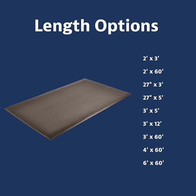 Notrax 410 Airug® 3' x 5' x 3/8" Anti Fatigue Mat, Enhanced Slip Resistance with Beveled Edges and Ribbed Surface, Ideal for Industrial and Commercial Workplaces, Black, 410S0335BL