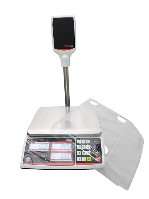 VisionTechShop TVP-12P Price Computing Scale with Pole Display, Lb/Oz/Kg, 12lb Capacity, 0.002lb Readability, NTEP Legal for Trade COC #19-038, NSF Certified