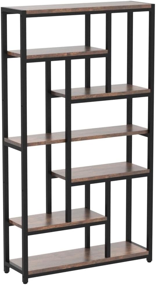 Tribesigns 79 Inch Extra Tall Bookshelf, 7-Tier Vintage Bookcase, Industrial 10-Shelf Open Storage Shelves Display Shelves Organizer for Home Office