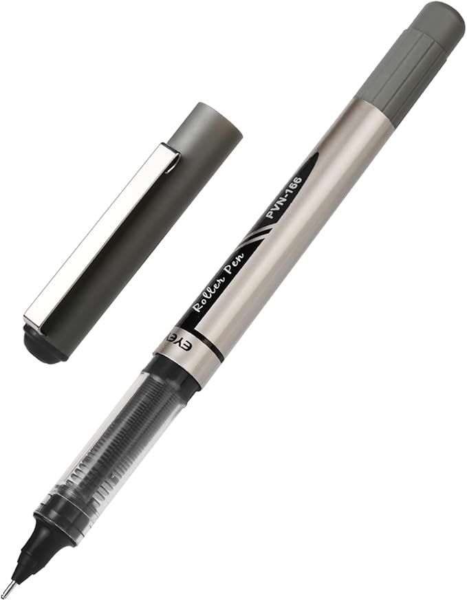 EYEYE Black Rollerball Pens 0.7mm Needle Tip 12 Pack, Medium Point Pen Quick Dry, Liquid Ink Pens Fine Point Smooth Writing Pen for Journaling, Note Taking, Office, School Supplies