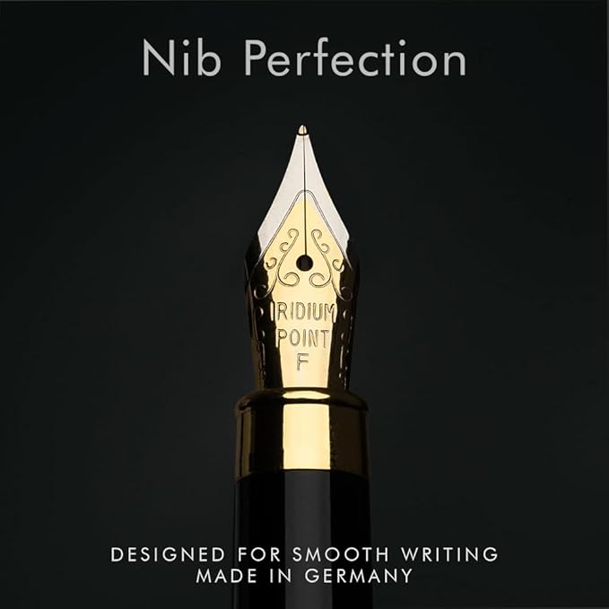 Wordsworth & Black Fountain Pen Set, Luxury Bamboo Wood - Fine Nib, Gift Case; Includes 6 Ink Cartridges, Ink Refill Converter -Journaling, Calligraphy; Drawing, Smooth Writing [Rosewood]