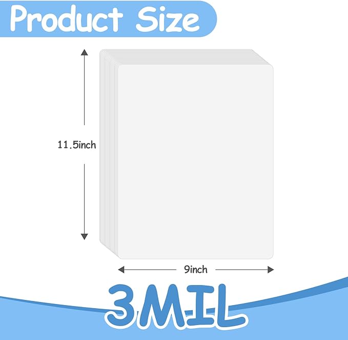 [3mil 100 Pack] InpourPack Laminating Pouches, 3 Mil Clear Thermal Laminating Pouches 9 x 11.5 Inch Laminating Sheets for Laminator, Holds 8.5 x 11 Inch Sheets