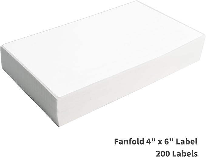 L LIKED 200 Fanfold 4" x 6" Direct Thermal Labels, with Perforated line for Thermal Printers - Compatible with Zebra & Rollo Printer