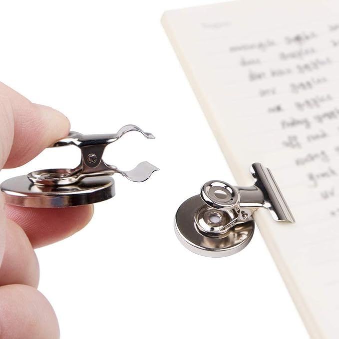 Grtard 60pack Magnetic Clips Heavy Duty, Silver Magnet Clips for Fridge, Refrigerator Magnets, Strong Magnetic Clip,Scratch Free Magnets with Clip for Refrigerator, Whiteboard, Classroom, Locker