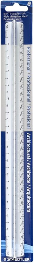 Calculated Industries Construction Master Pro Advanced Construction Math Feet-inch-Fraction Calculator + Staedtler 12-Inches Architect Triangular Scale Bundle