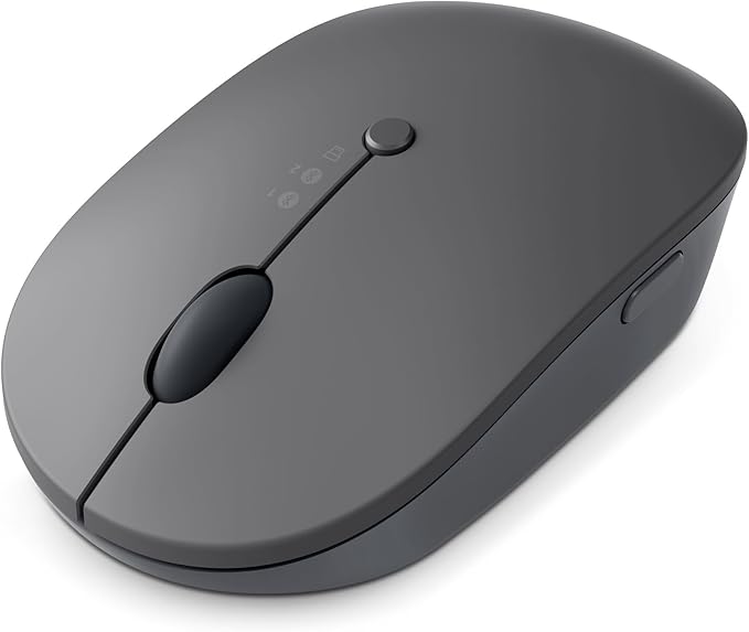 Lenovo Go Multi-Device Wireless Mouse, 2.4GHz Nano USB-C Receiver, Bluetooth, Adjustable DPI, USB-C Rechargeable Battery, Qi Wireless Charging, Ambidextrous, GY51C21211, Grey