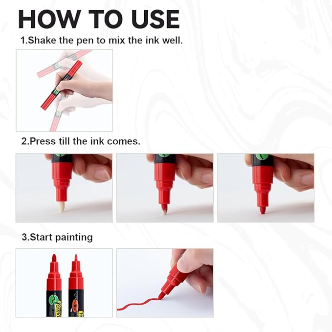 TRANSON 8 Colors Dual-tip Permanent Paint Markers Oil Based Waterproof