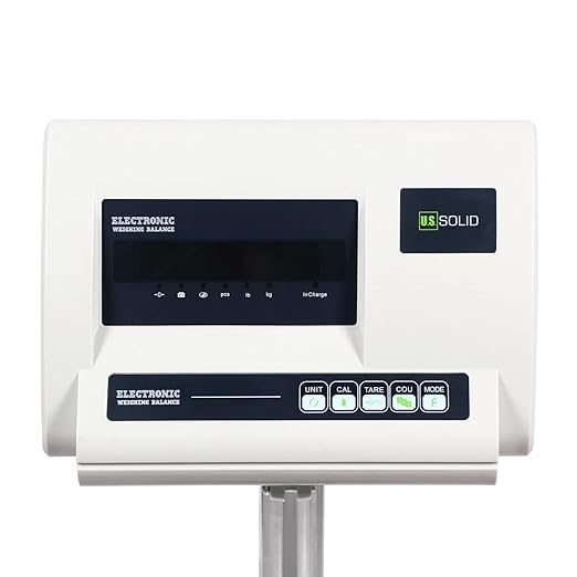 U.S. Solid Bench Scale 460 lb x 0.02 lb Stainless Steel Postal Package Shipping Scale Digital Bench Platform Balance with 16 inch x 20 inch Platform, Lb/Kg