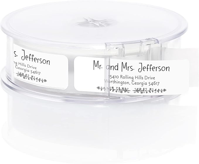 Black and White Botanical Rolled Address Labels / 250 Personalized Return Address Labels/Designer Address Stickers in Elegant Plastic Dispenser