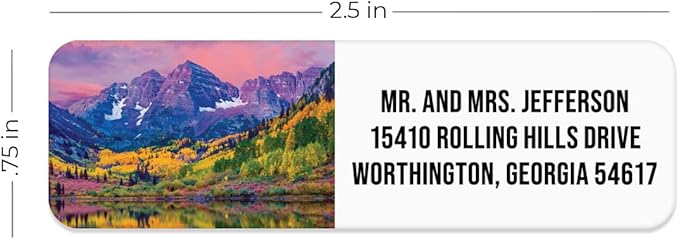 Scenic Landscape Rolled Address Labels / 500 Personalized Return Address Labels/Designer Address Stickers in Elegant Plastic Dispenser