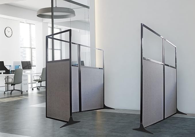 Versare Workstation Partition | Portable Wall Divider | Modern Office Cubicle | Free Standing Privacy Screen | Flexible Work Space | 66" x 70" Lime Green Fabric Panels