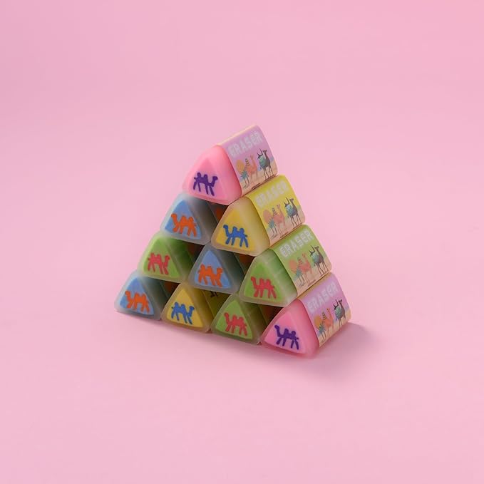 16 Camel Jelly Erasers for Kids, Kawaii Animal Shaped Rectangular School Supplies