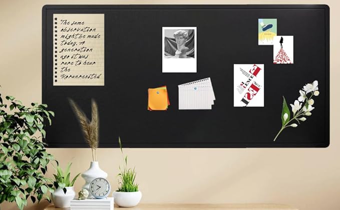 Extra Large Bulletin Board, 96 X 48 inches Cork Board with 30 Pushpin, 8' x 4' Felt Cork Board Notice Pin Board, Self-Adhesive Vision Board Mood Board Foldable Photo Board for Wall - Black