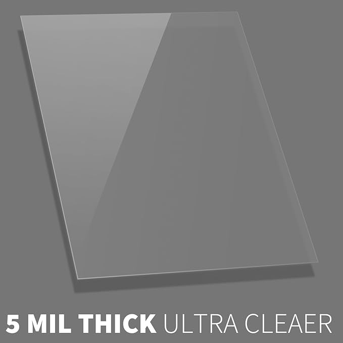 Binditek 100 Pack 5 Mil Clear Binding Covers, Ultra Clear, 8.5 x 11 Inches, Letter Size, Square Corners, Un-Punched, Office Supplies