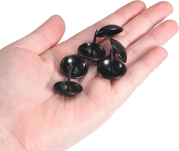 uxcell Upholstery Tacks Nail Pins Furniture, 150Pcs 19x23mm Thumb Tack Pins Assortment Kit Carbon Steel for Home Sofa DIY Decorative Nail Heads Nails, Black