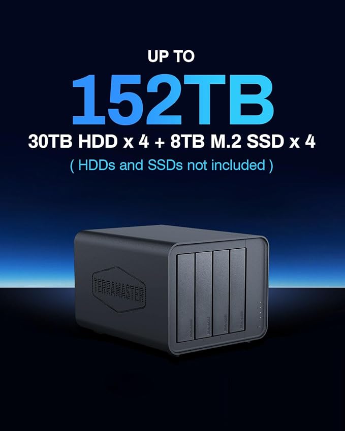 TERRAMASTER D8 Hybrid HDD NVMe Enclosure USB 3.2 Gen 2 10Gbps Type C 8Bay USB Storage (Diskless)