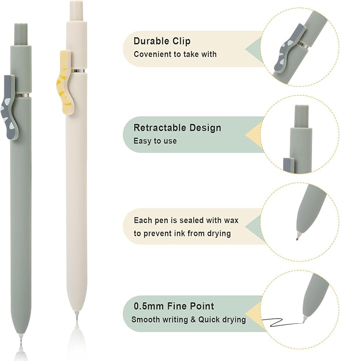 FIOVER Cat Pens,8Pcs 0.5mm Quick Dry Black Ink Fine Point Smooth Writing Pens, High-End Series Ballpoint for Journaling Note Taking, Cat Lover Gifts for Women(8Pcs Cat pen)