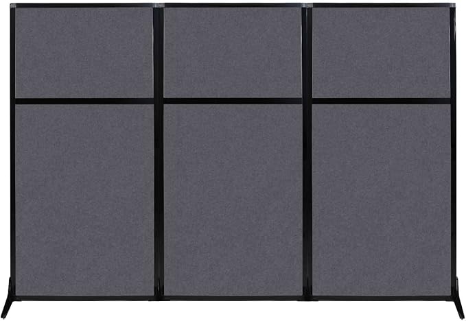 Versare Office Workstation Screen | Portable Wall Divider | Modern Cubicle | Freestanding Privacy Screen | Flexible Work Space | 3 Panels | 99" Wide x 70" Tall Dark Gray SoundSorb Panels