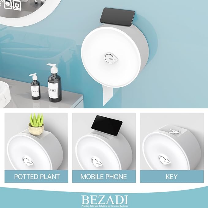 Paper Towel Dispenser Wall Mount, Jumbo Roll Toilet Paper Dispenser Key Lock Commercial Household Large Capacity White