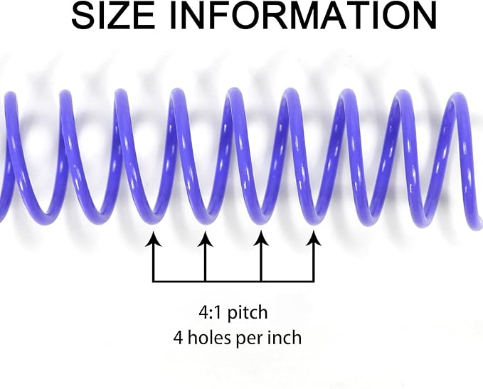 Rayson 5/8" Plastic Coil Binding Spines, 15.9mm Multicolored Spiral Binding Coil 140 Sheet Capacity, 4:1 Pitch - 100/Box for Business and Educational Purposes