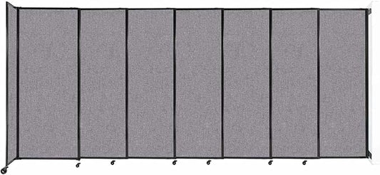 Wall-Mounted Sliding StraightWall Room Divider | Adjustable Widths | Locking Wheels | Room Separator | Up to 15'6" Wide x 6'10" Tall Cloud Gray Fabric Panels